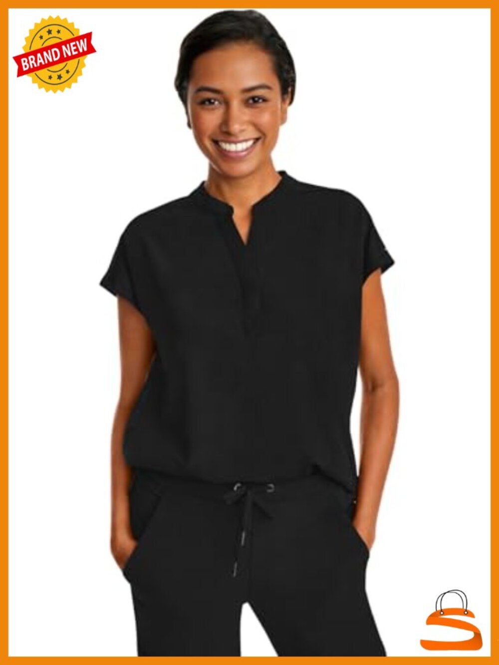 Relaxed Fit Women's Scrub Top with 2 Pockets and Dolman Sleeve